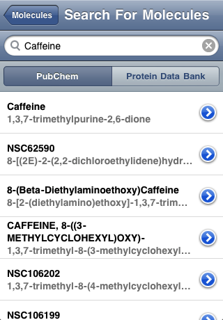 Searching for molecules on the iPhone